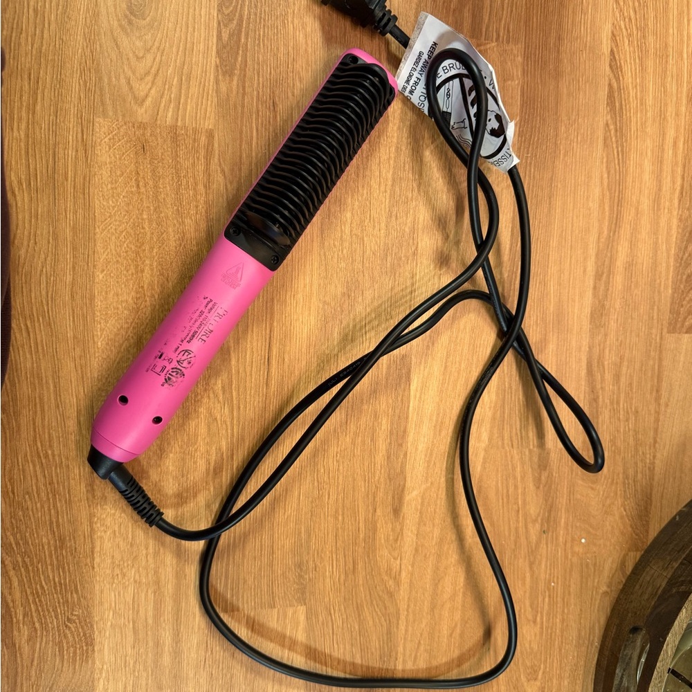 Pink Ceramic Hair Straightening Brush - Women's Hot Styling Tool